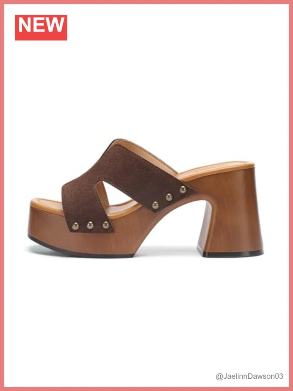 Chunky Platform Sandals Studded Square Block Heel Slip On Summer Women Casual
